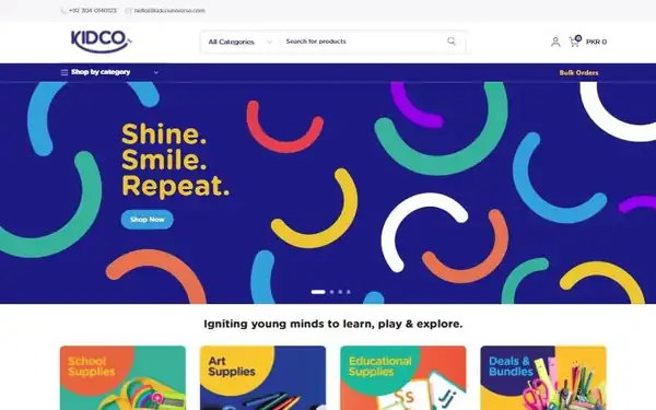 KidcoUniverse online store homepage, built on Shopify