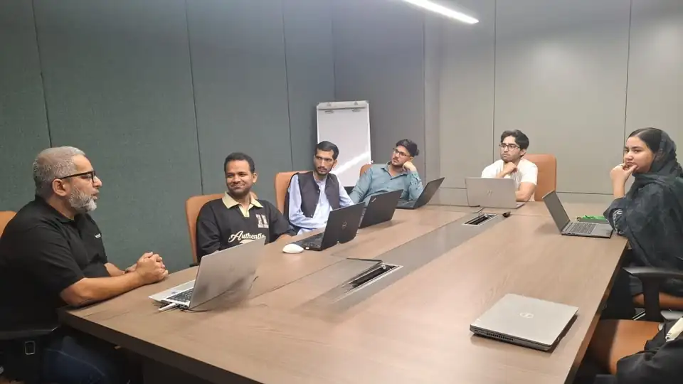 The TheTechCanvas team in a training session at NASTP, Karachi